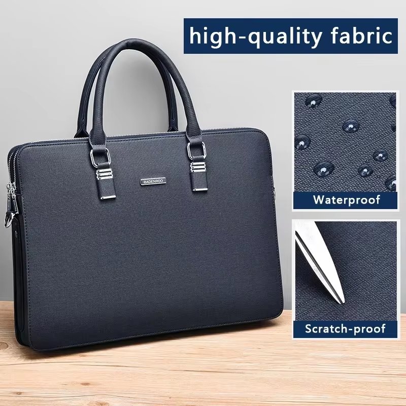 Unisex PU Leather Laptop Bag Large Capacity Double Zipper Style Business Messenger Briefcase - product detail