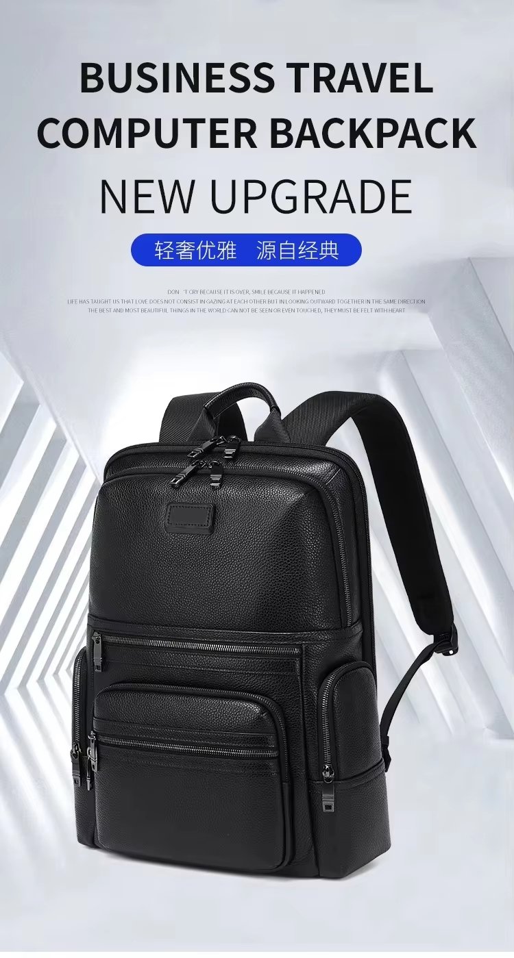 Anti-Theft USB Leather Laptop Backpack product detail