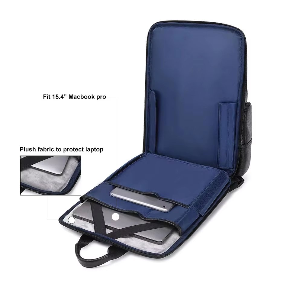 Anti-Theft USB Leather Laptop Backpack product detail