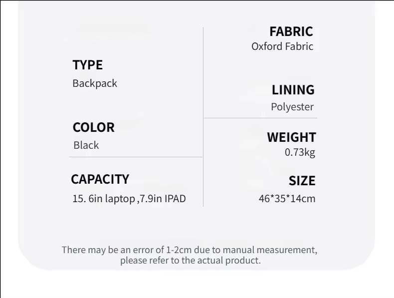 Water-Resistant Large Capacity USB Modern Business Oxford Laptop Backpack product detail