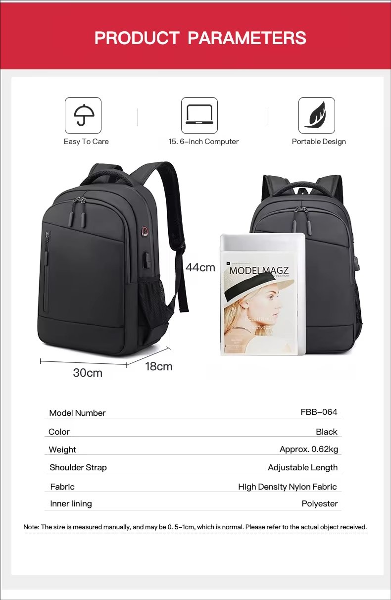 Water-Resistant Large Capacity USB Business Travel Oxford Laptop Backpack product detail