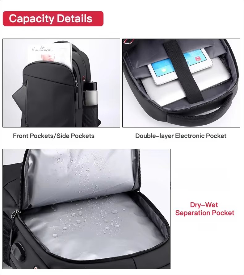 Water-Resistant Large Capacity USB Business Travel Oxford Laptop Backpack product detail