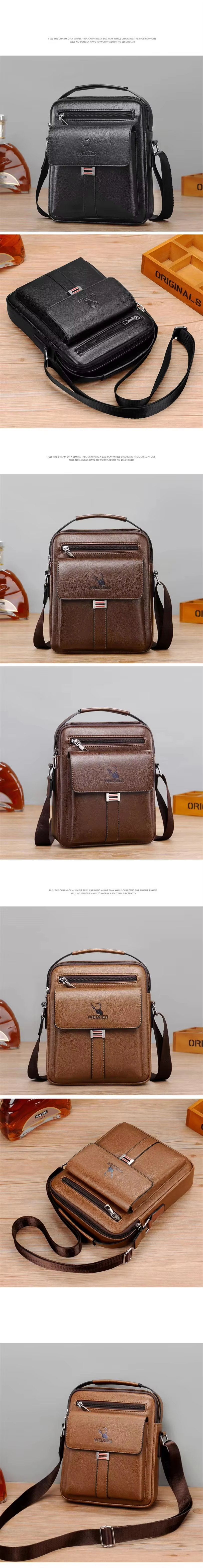 Classic Design Good Quality Men Shoulder Bags Messenger Crossbody Custom PU Leather Business Travel Sling Bag - product detail