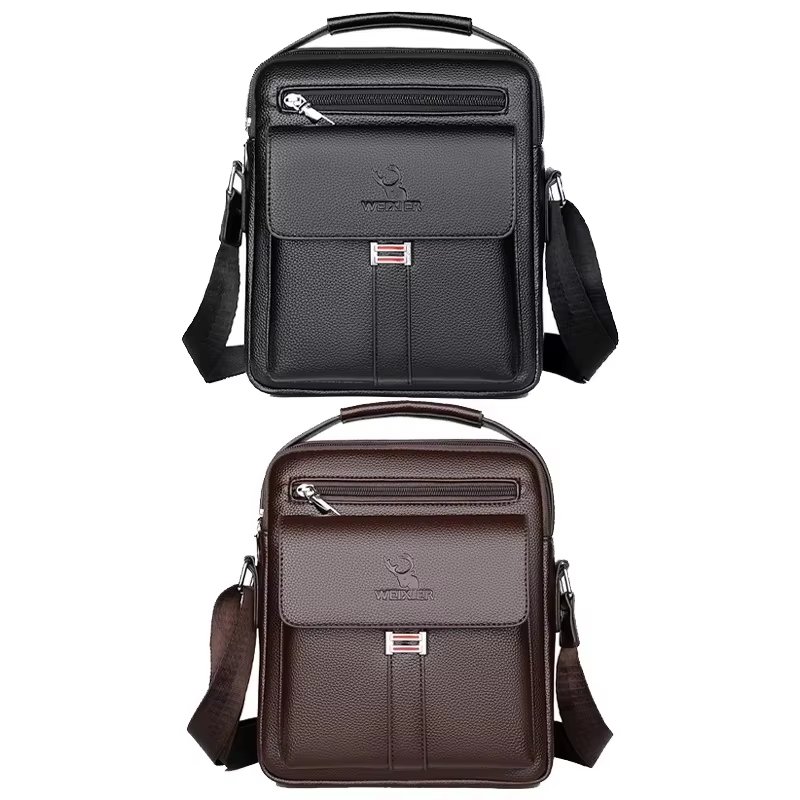 Classic Design Good Quality Men Shoulder Bags Messenger Crossbody Custom PU Leather Business Travel Sling Bag - product detail
