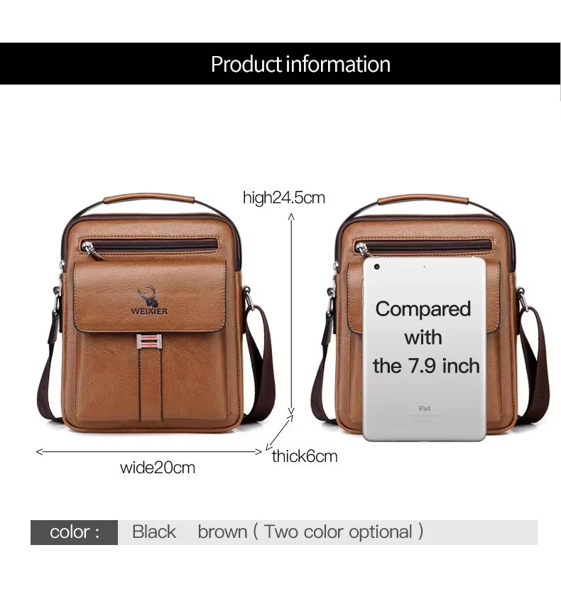 Classic Design Good Quality Men Shoulder Bags Messenger Crossbody Custom PU Leather Business Travel Sling Bag - product detail