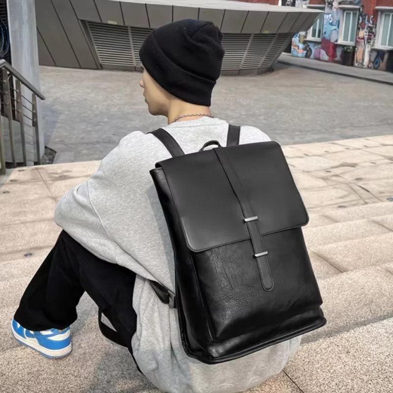 Water-Resistant Vintage Outdoor Travel School PU Leather Laptop Backpack product detail