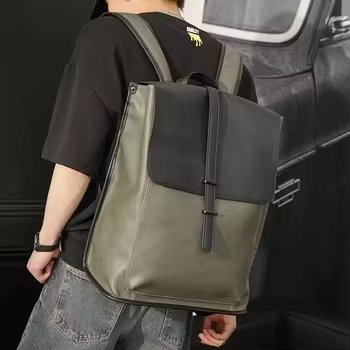 Water-Resistant Vintage Outdoor Travel School PU Leather Laptop Backpack product detail