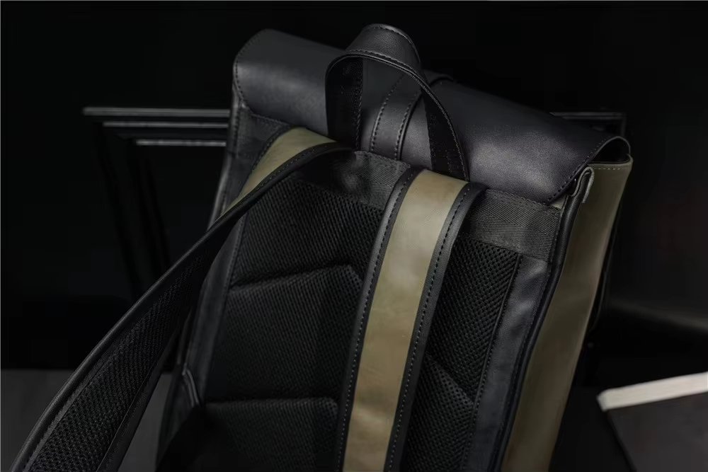 Water-Resistant Vintage Outdoor Travel School PU Leather Laptop Backpack product detail