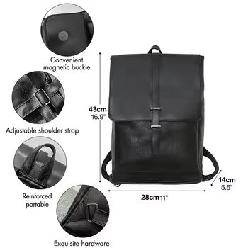Water-Resistant Vintage Outdoor Travel School PU Leather Laptop Backpack product detail