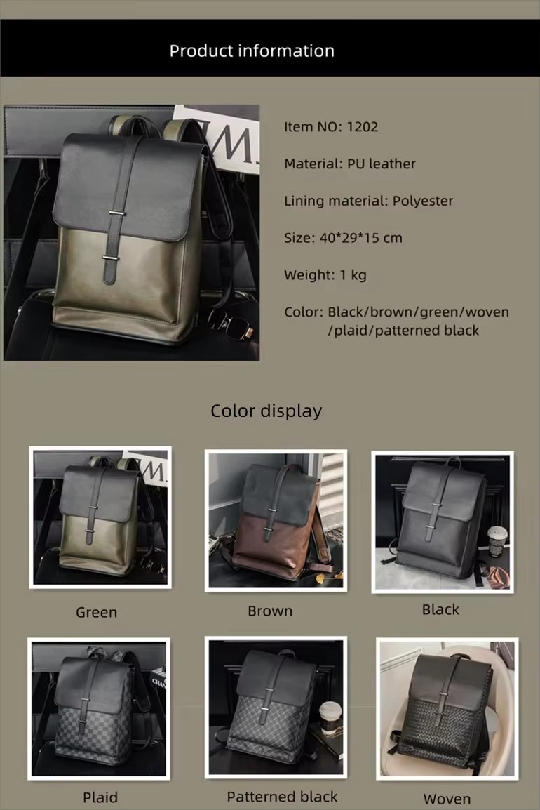 Water-Resistant Vintage Outdoor Travel School PU Leather Laptop Backpack product detail