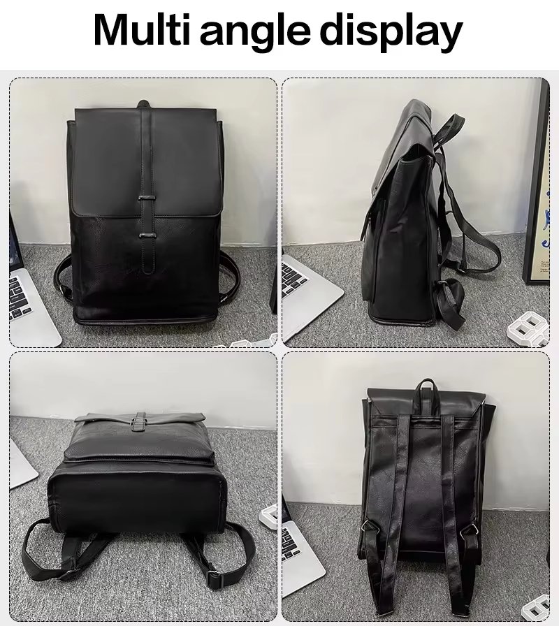 Water-Resistant Vintage Outdoor Travel School PU Leather Laptop Backpack product detail