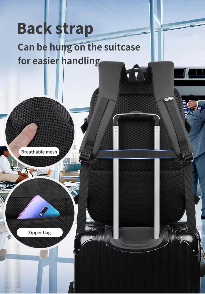 Large Capacity USB Business Travel PU Leather Laptop Backpack product detail