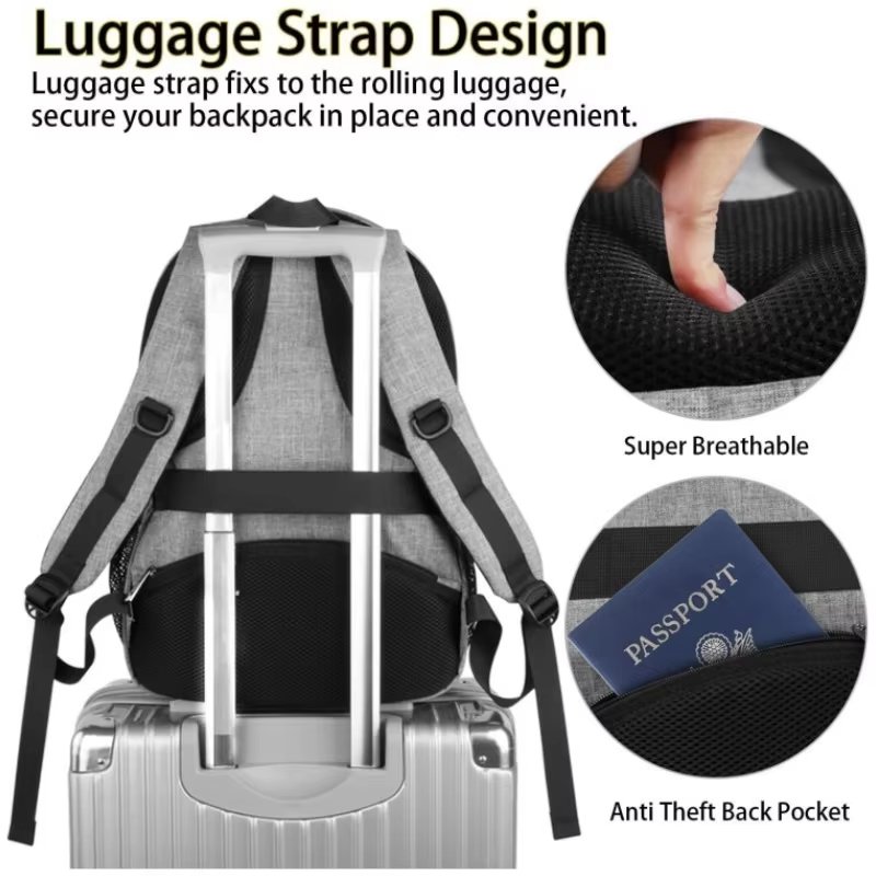 Anti-Theft Water-Resistant USB Vintage Business Oxford Laptop Backpack product detail