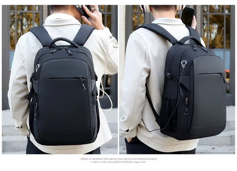 Anti-Theft Water-Resistant Large Capacity USB Business PU Leather Laptop Backpack product detail