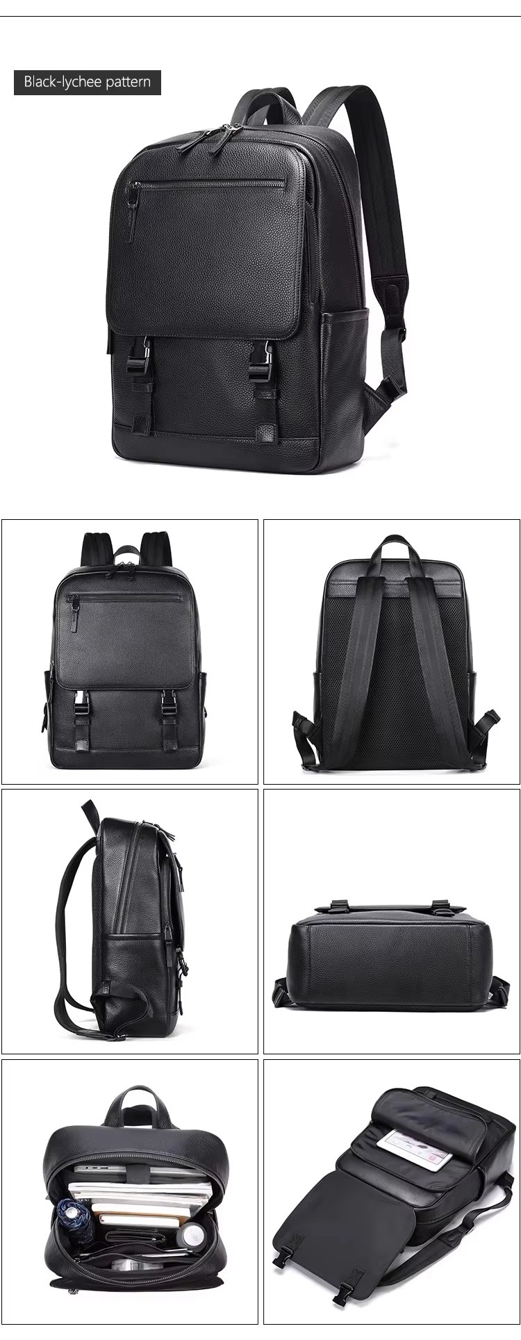 Large Capacity Business Travel Leather Laptop Backpack product detail