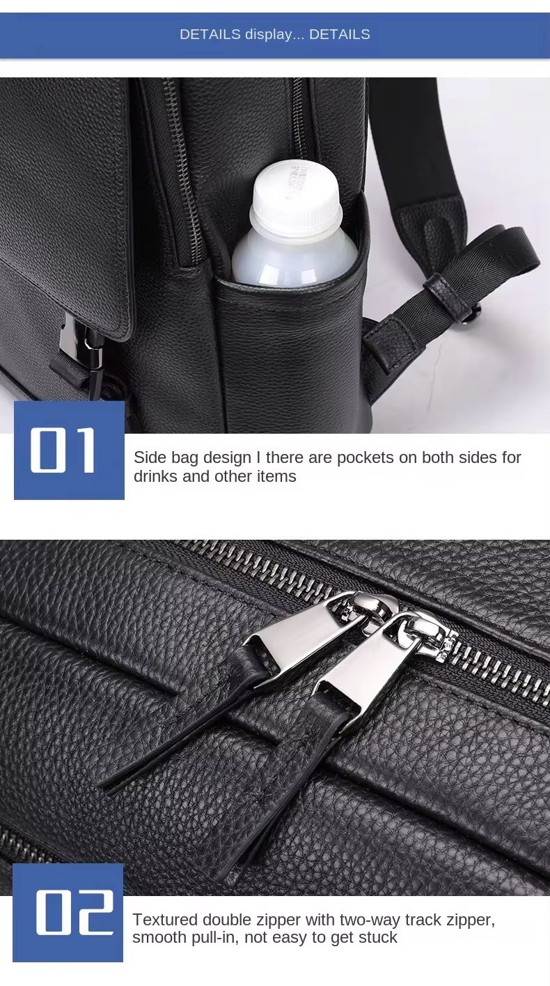 Large Capacity Business Travel Leather Laptop Backpack product detail