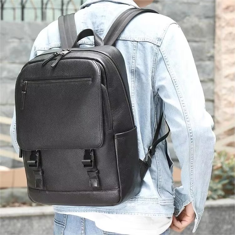 Large Capacity Business Travel Leather Laptop Backpack product detail