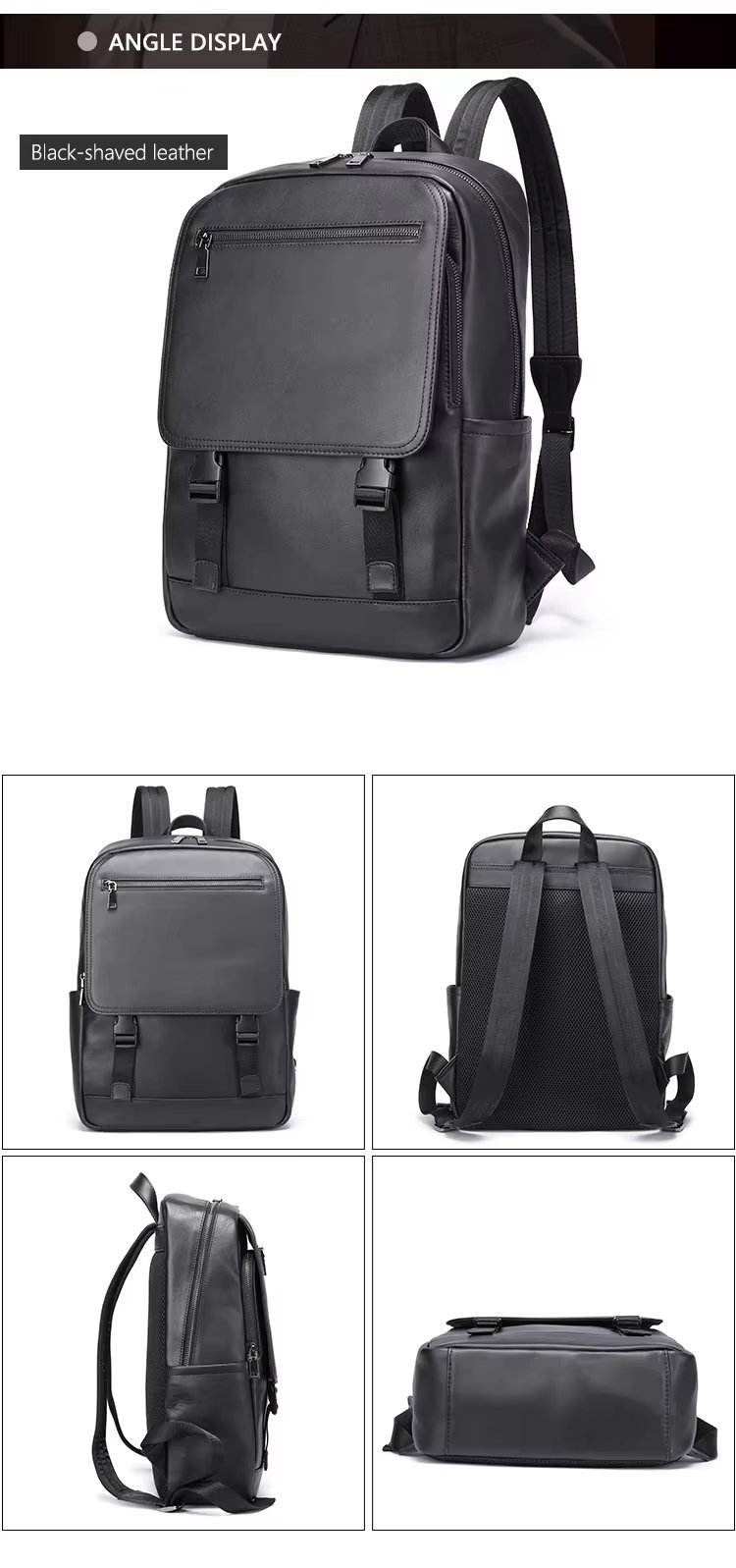 Large Capacity Business Travel Leather Laptop Backpack product detail
