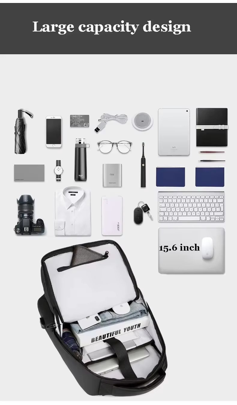 Anti-Theft Water-Resistant Large Capacity USB Vintage Nylon Hard-Shell Backpack product detail