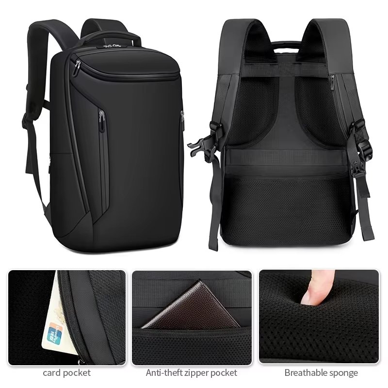 Anti-Theft Water-Resistant Large Capacity USB Vintage Nylon Hard-Shell Backpack product detail