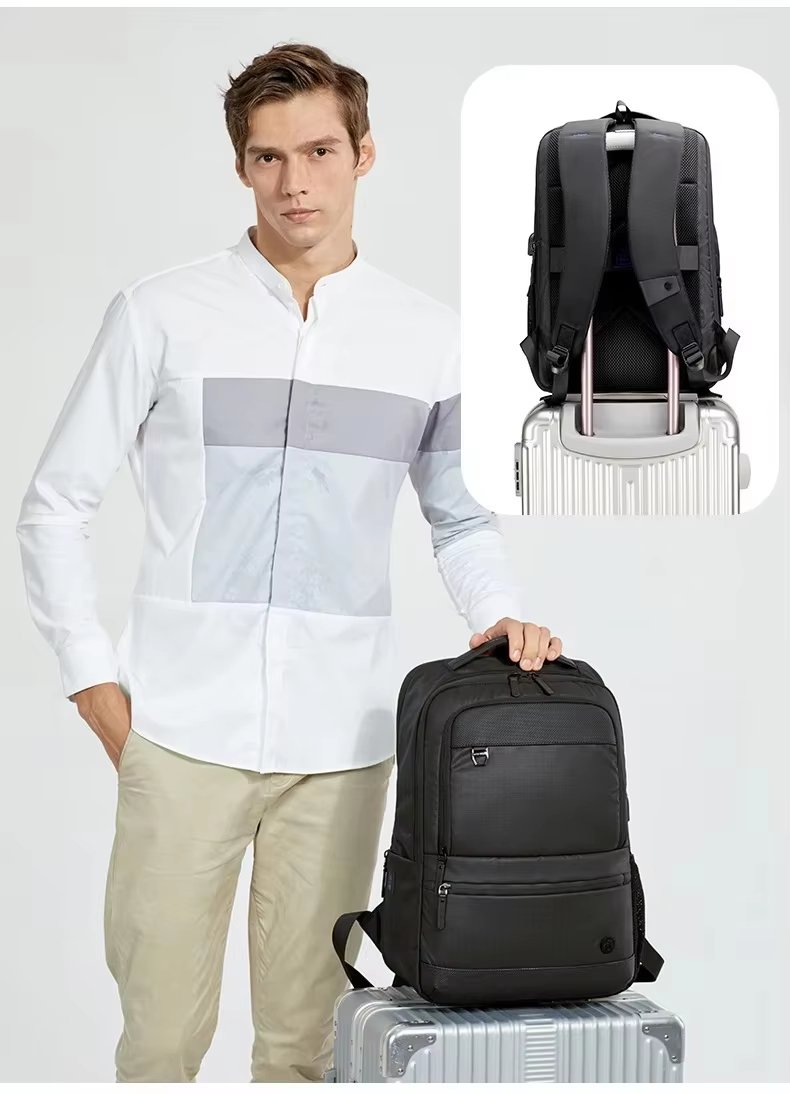 Water-Resistant Expandable USB Vintage Modern Oxford Laptop Backpack product detail