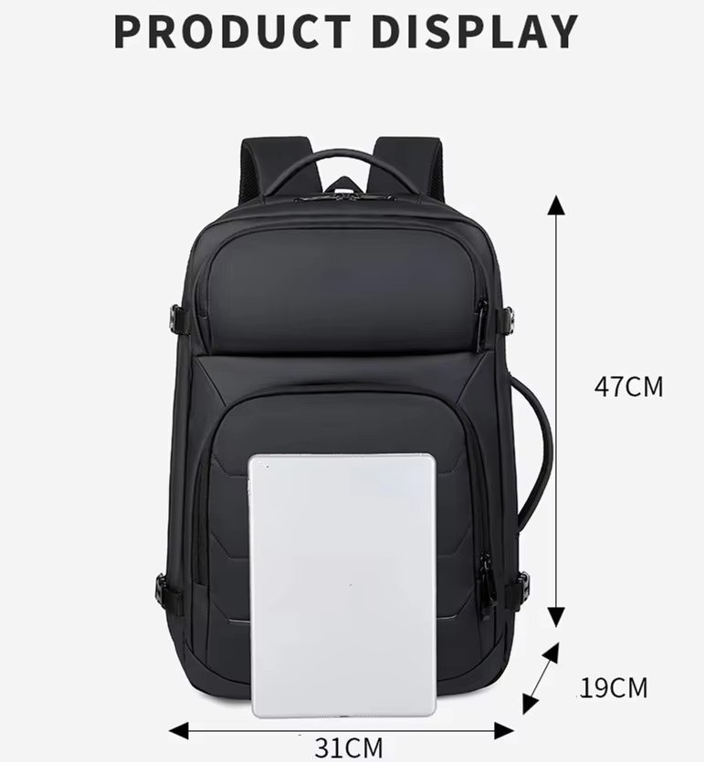Water-Resistant Large Capacity Expandable USB Business Oxford Laptop Backpack product detail