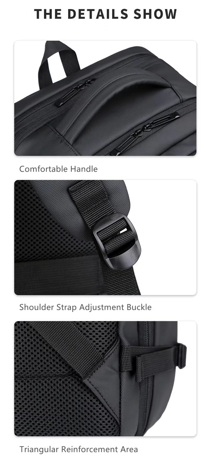 Water-Resistant Large Capacity Expandable USB Business Oxford Laptop Backpack product detail