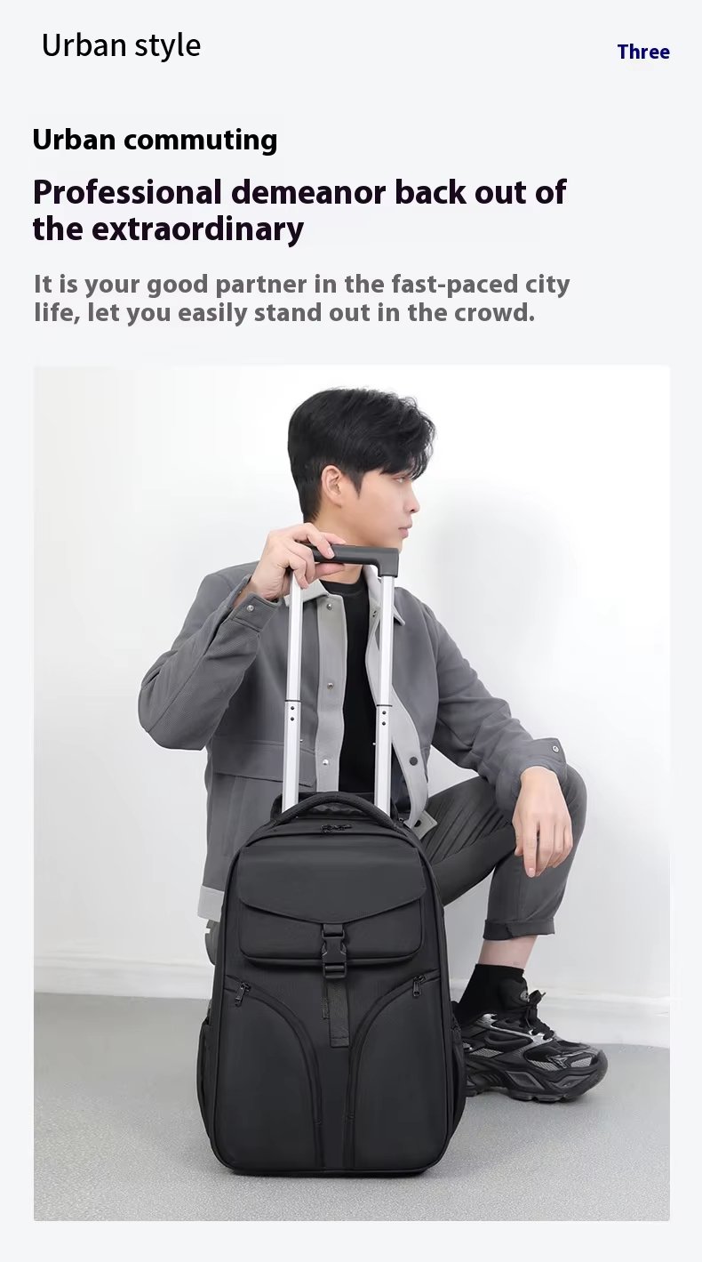 Anti-Theft Water-Resistant Business Travel Oxford Rolling Backpack product detail