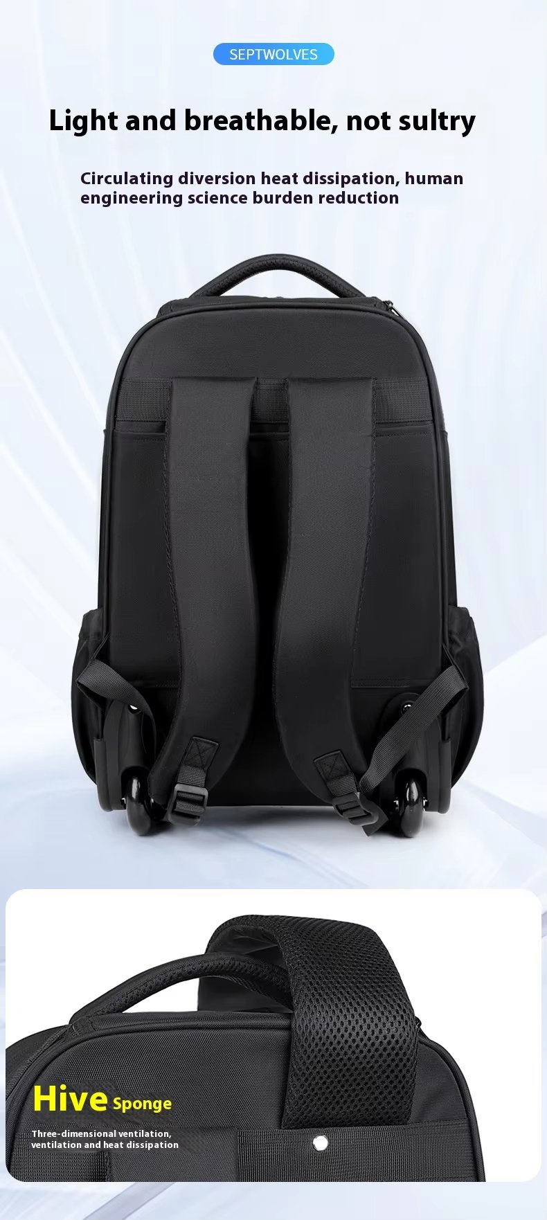 Anti-Theft Water-Resistant Business Travel Oxford Rolling Backpack product detail