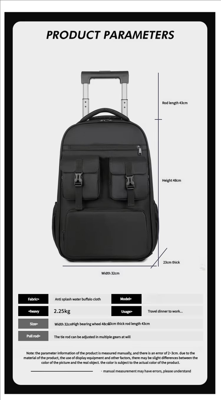 Water-Resistant Large Capacity Expandable Travel Oxford Rolling Backpack product detail