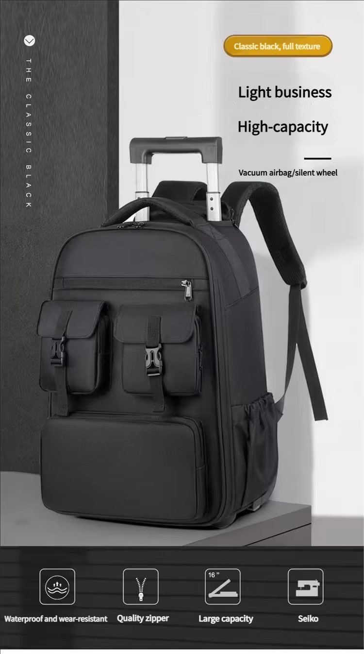 Water-Resistant Large Capacity Expandable Travel Oxford Rolling Backpack product detail