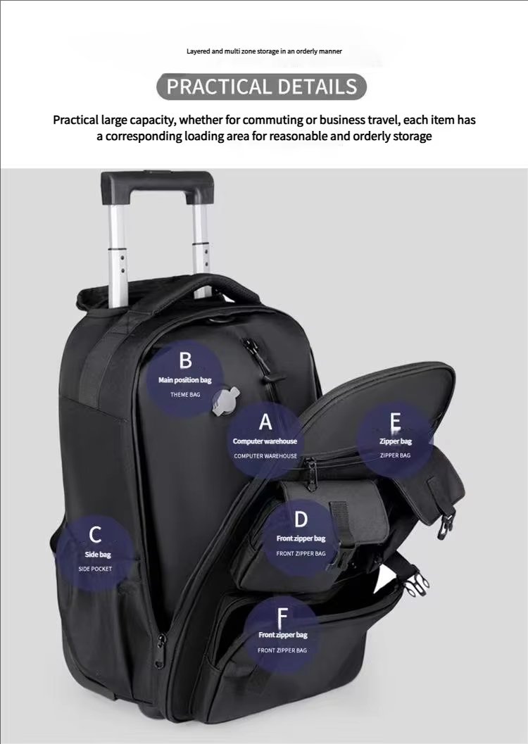 Water-Resistant Large Capacity Expandable Travel Oxford Rolling Backpack product detail
