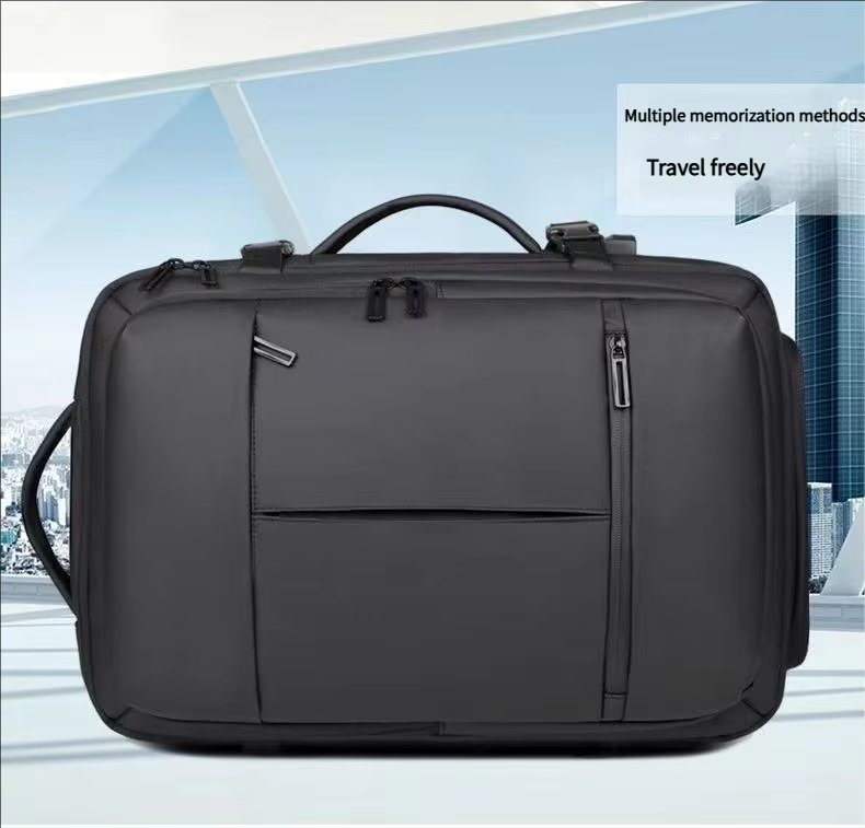Water-Resistant Large Capacity Expandable USB Business PU Leather Laptop Backpack product detail