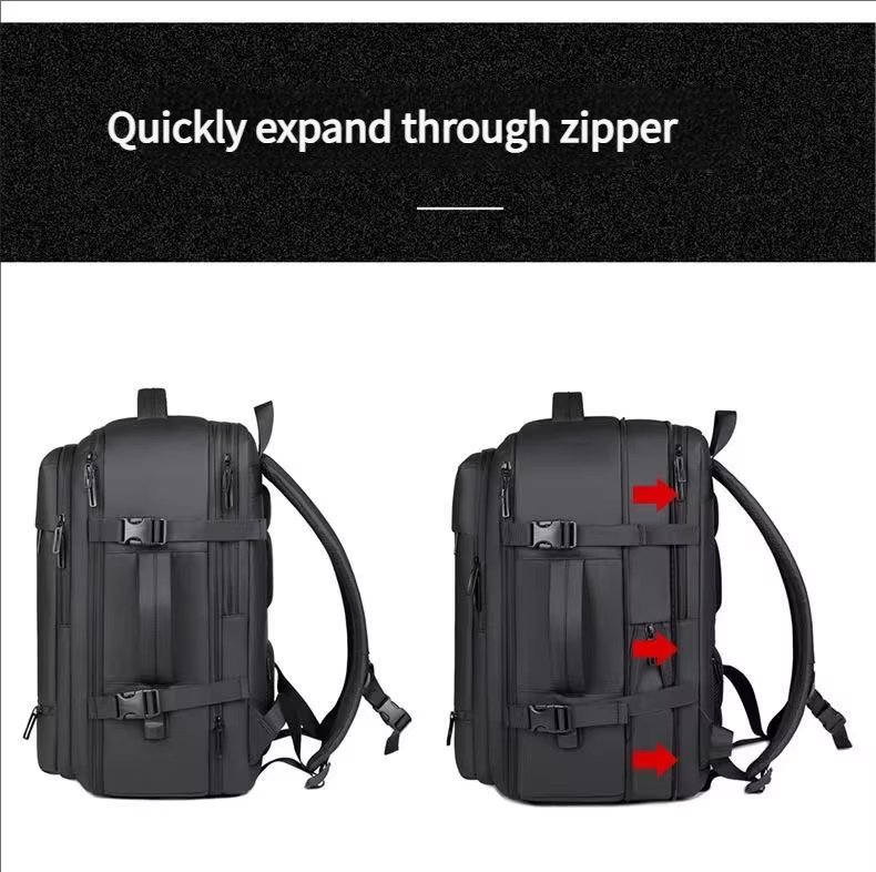 Water-Resistant Large Capacity Expandable USB Business PU Leather Laptop Backpack product detail