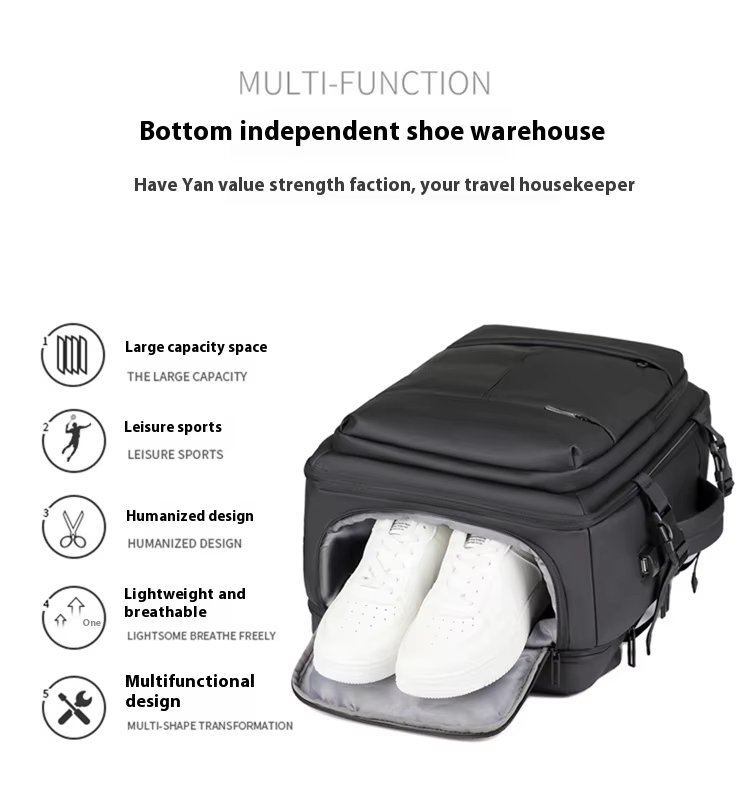 Water-Resistant Large Capacity Expandable USB Business PU Leather Laptop Backpack product detail