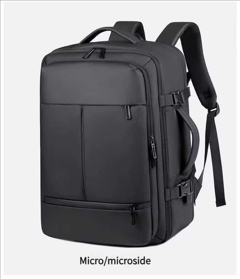 Water-Resistant Large Capacity Expandable USB Business PU Leather Laptop Backpack product detail