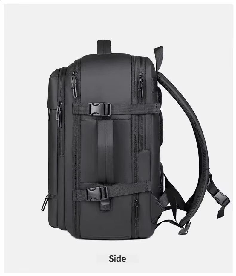 Water-Resistant Large Capacity Expandable USB Business PU Leather Laptop Backpack product detail