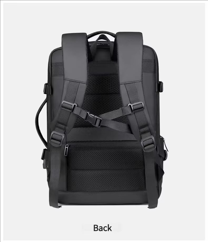 Water-Resistant Large Capacity Expandable USB Business PU Leather Laptop Backpack product detail