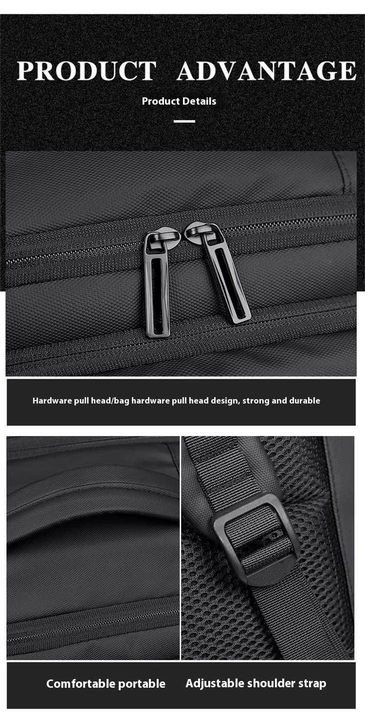 Water-Resistant Large Capacity Expandable USB Business PU Leather Laptop Backpack product detail
