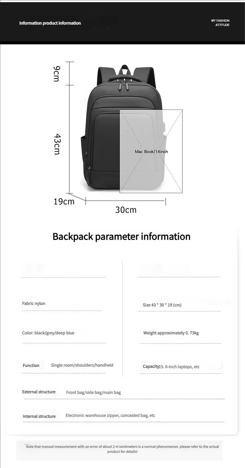 Water-Resistant Business Travel School Nylon Laptop Backpack product detail