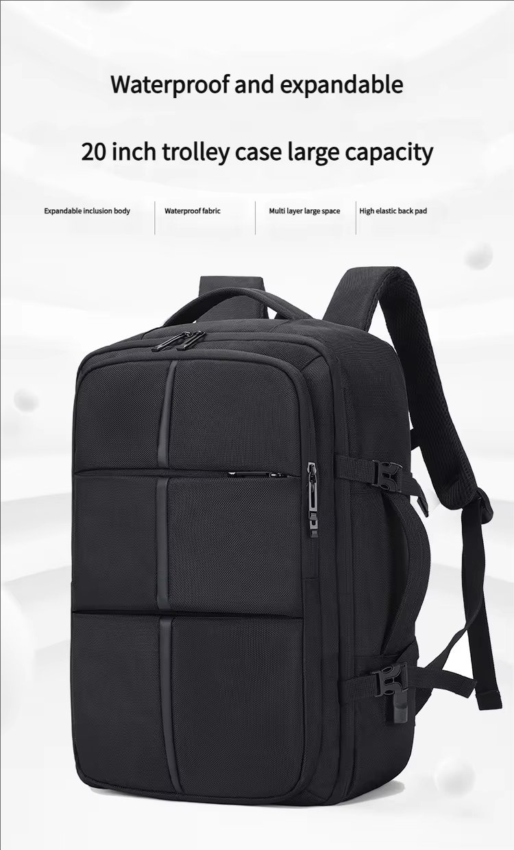 Water-Resistant Large Capacity Expandable USB Business Nylon Laptop Backpack product detail