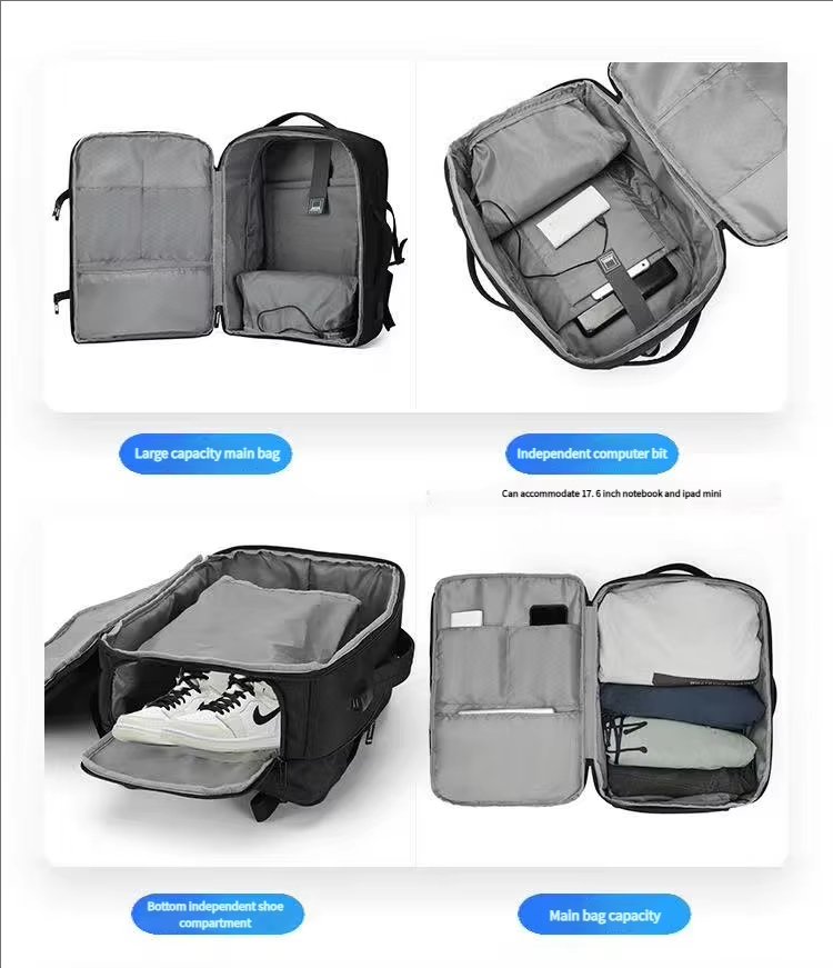 Water-Resistant Large Capacity Expandable USB Business Nylon Laptop Backpack product detail