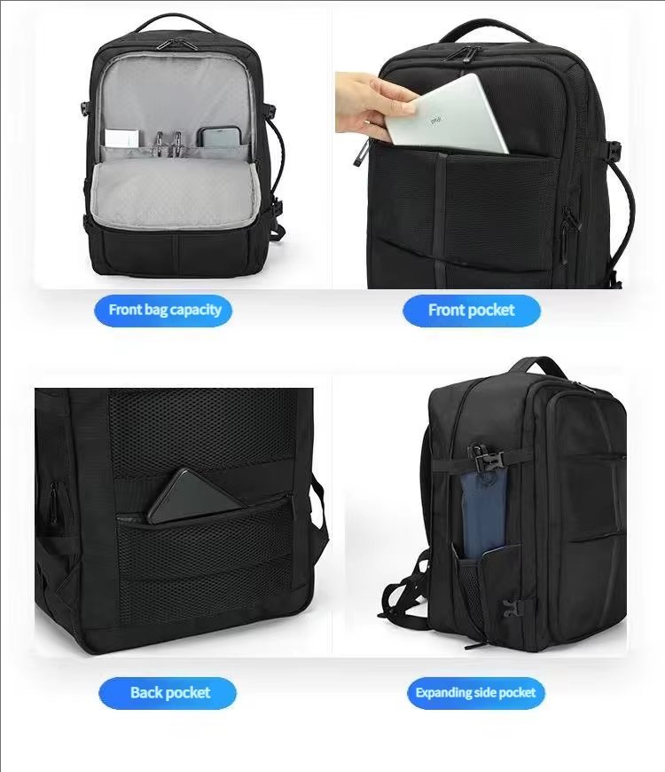 Water-Resistant Large Capacity Expandable USB Business Nylon Laptop Backpack product detail