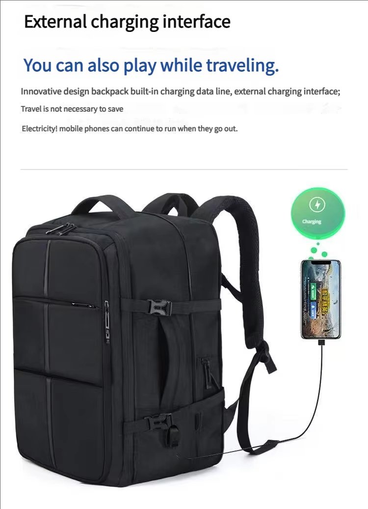 Water-Resistant Large Capacity Expandable USB Business Nylon Laptop Backpack product detail