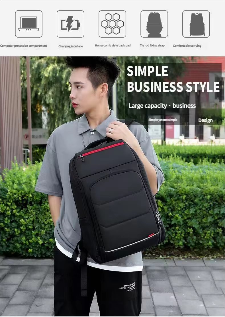 Water-Resistant Large Capacity USB Business Travel Oxford Laptop Backpack product detail