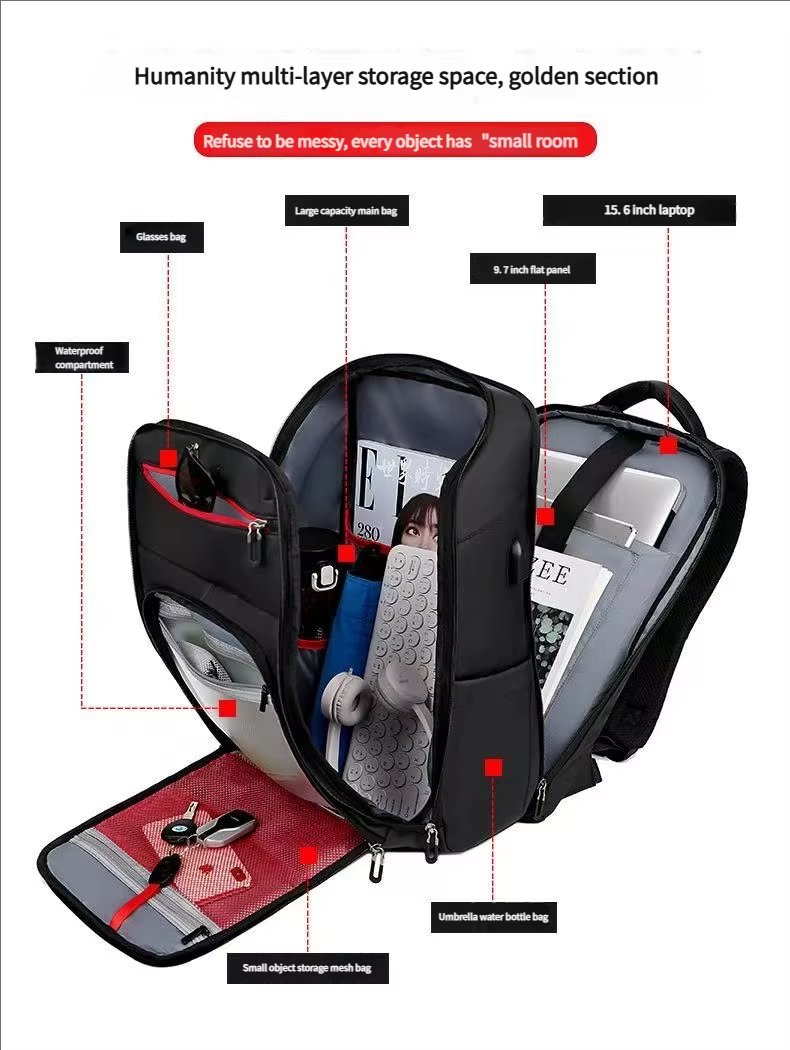 Water-Resistant Large Capacity USB Business Travel Oxford Laptop Backpack product detail
