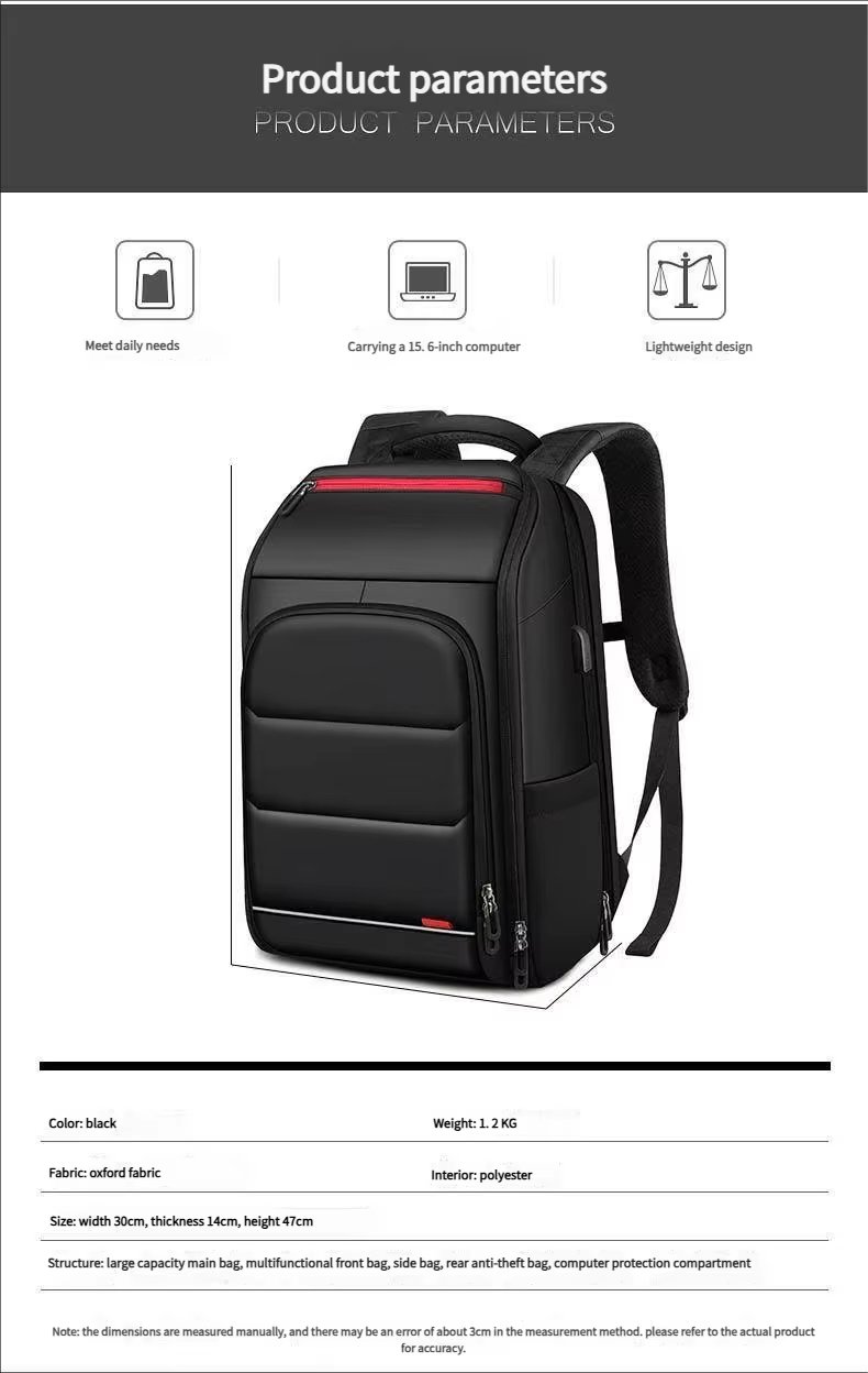Water-Resistant Large Capacity USB Business Travel Oxford Laptop Backpack product detail