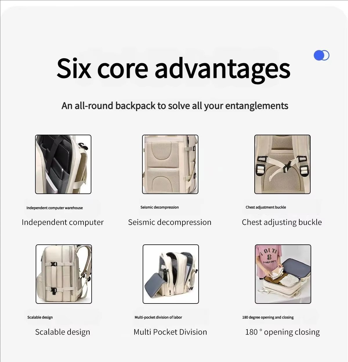 Water-Resistant Large Capacity Expandable USB Modern Oxford Laptop Backpack product detail