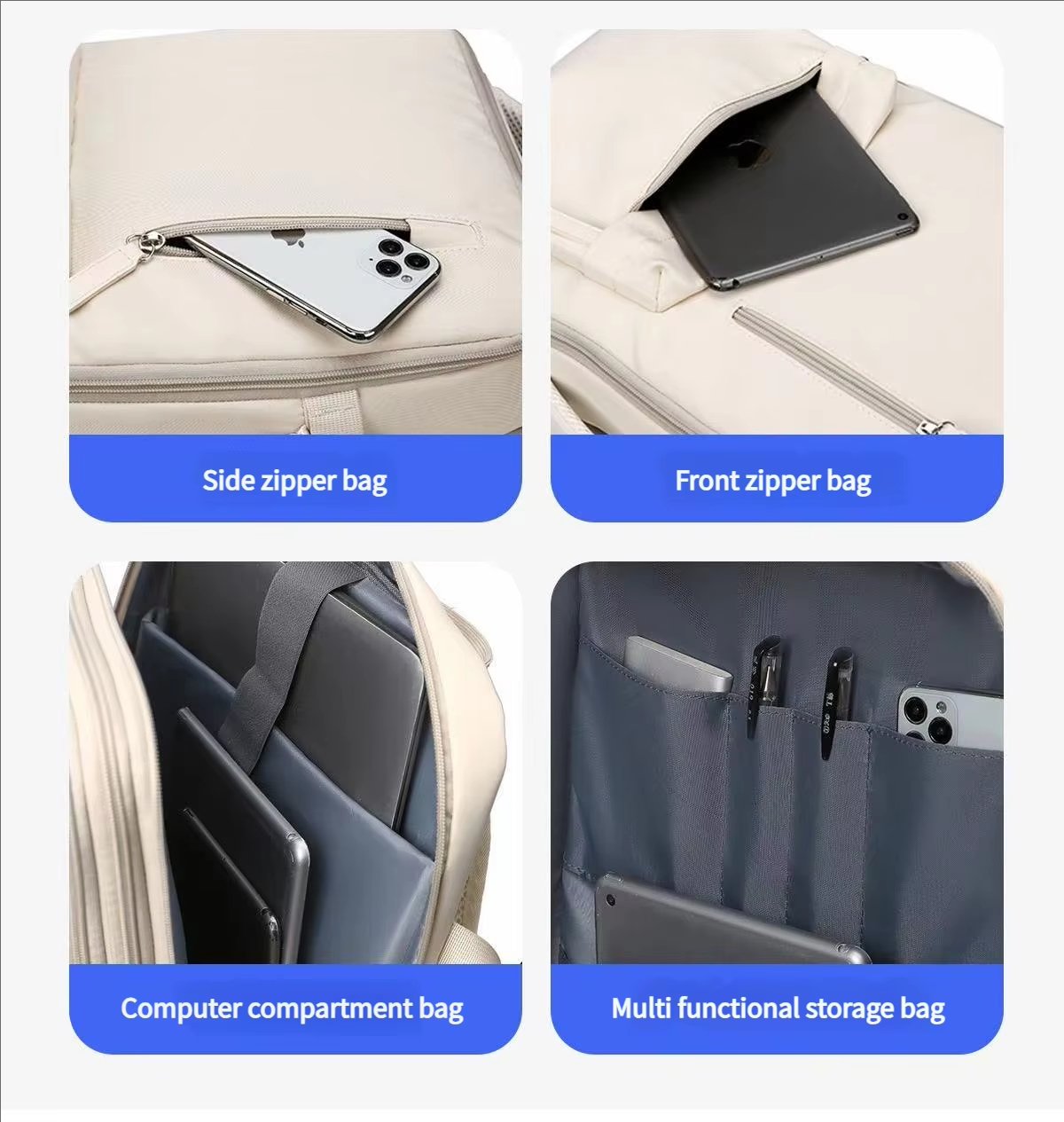 Water-Resistant Large Capacity Expandable USB Modern Oxford Laptop Backpack product detail