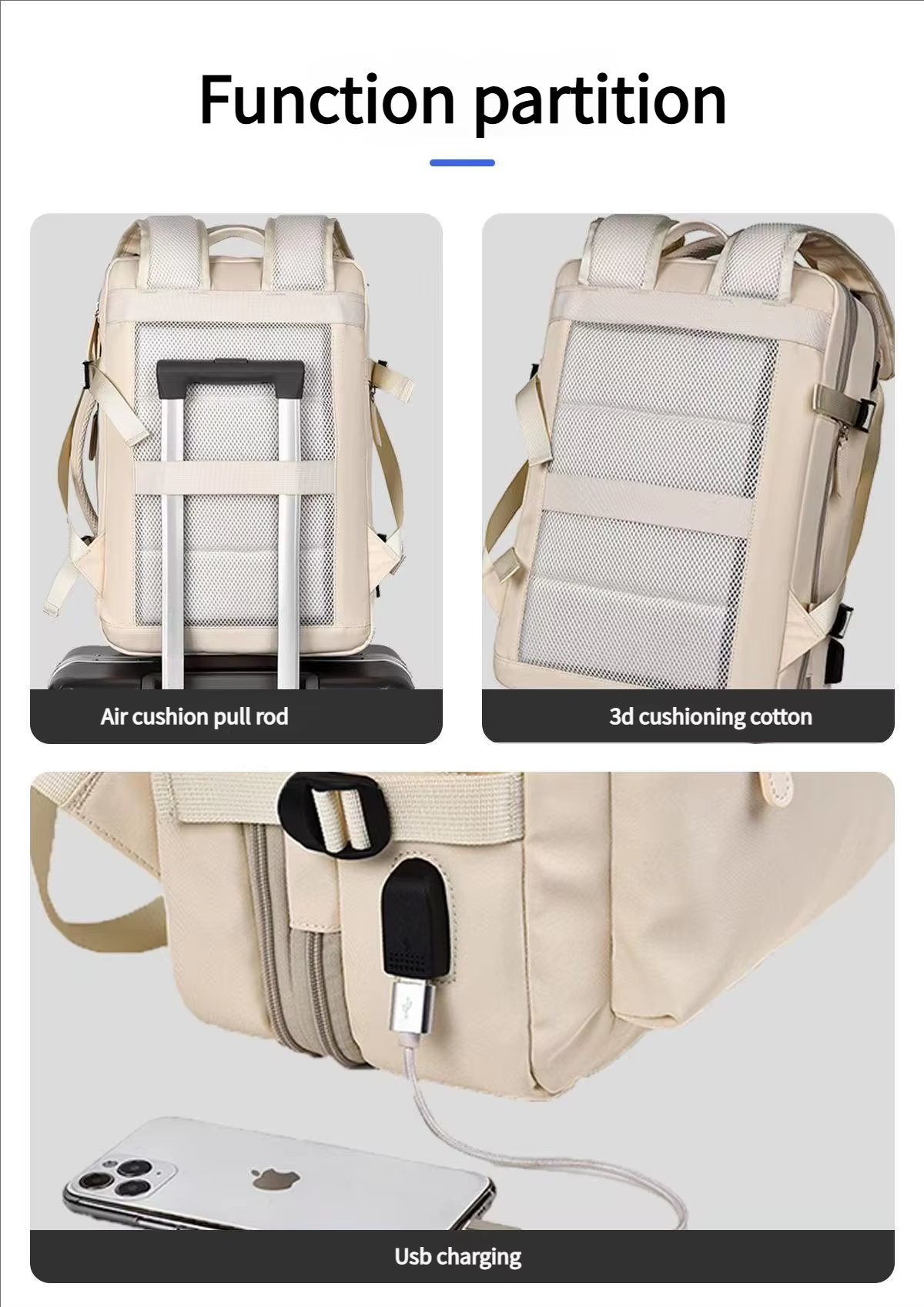 Water-Resistant Large Capacity Expandable USB Modern Oxford Laptop Backpack product detail